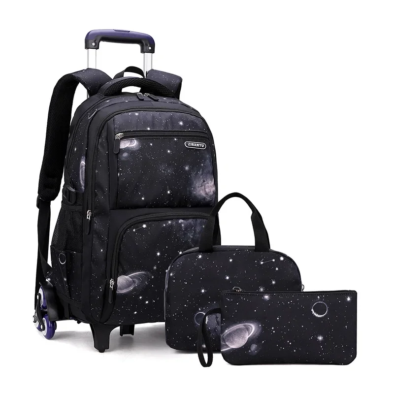School Bag Kids Rolling Backpack for Boy Wheeled Backpack School Bag With Wheels Trolley Bookbag Carry on Luggage with Lunch Bag