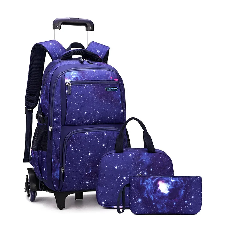 School Bag Kids Rolling Backpack for Boy Wheeled Backpack School Bag With Wheels Trolley Bookbag Carry on Luggage with Lunch Bag