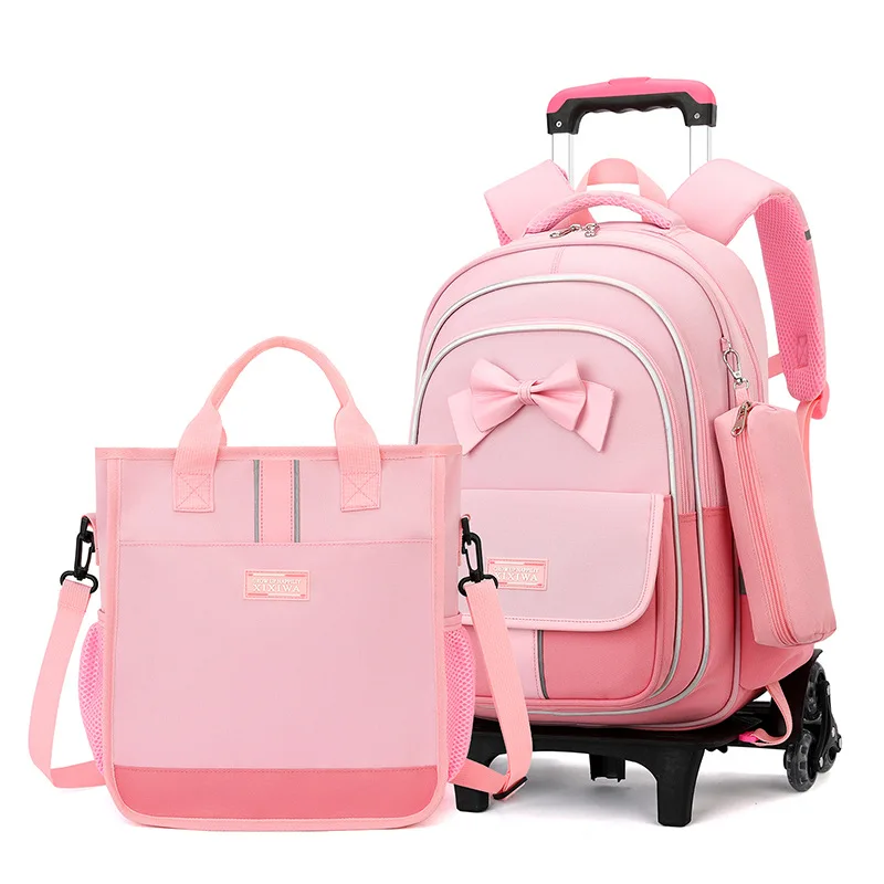 School Bag Kids Rolling Backpack for Boy Girls Wheeled Backpacks With Wheels Trolley Bookbag Carry on Luggage with Shoulder Bags