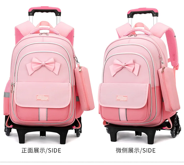 School Bag Kids Rolling Backpack for Boy Girls Wheeled Backpacks With Wheels Trolley Bookbag Carry on Luggage with Shoulder Bags