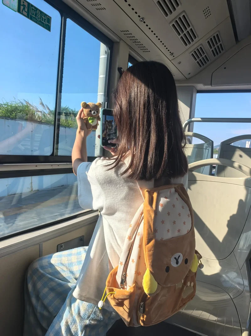 Kawaii Rilakkuma Cartoon Plush Backpack Cute Bear Younger Sister Large Capacity Student Schoolbag Lovely Birthday Present gift