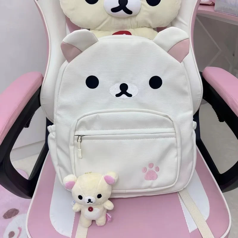 Kawaii Rilakkuma Cartoon Plush Backpack Cute Bear Younger Sister Large Capacity Student Schoolbag Lovely Birthday Present gift