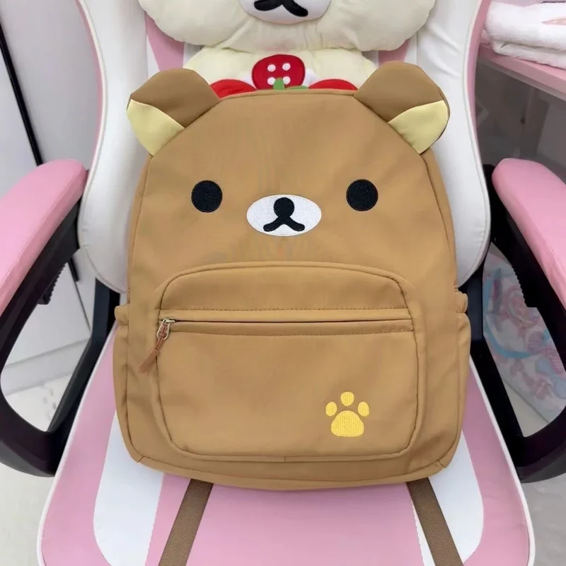 Kawaii Rilakkuma Cartoon Plush Backpack Cute Bear Younger Sister Large Capacity Student Schoolbag Lovely Birthday Present gift
