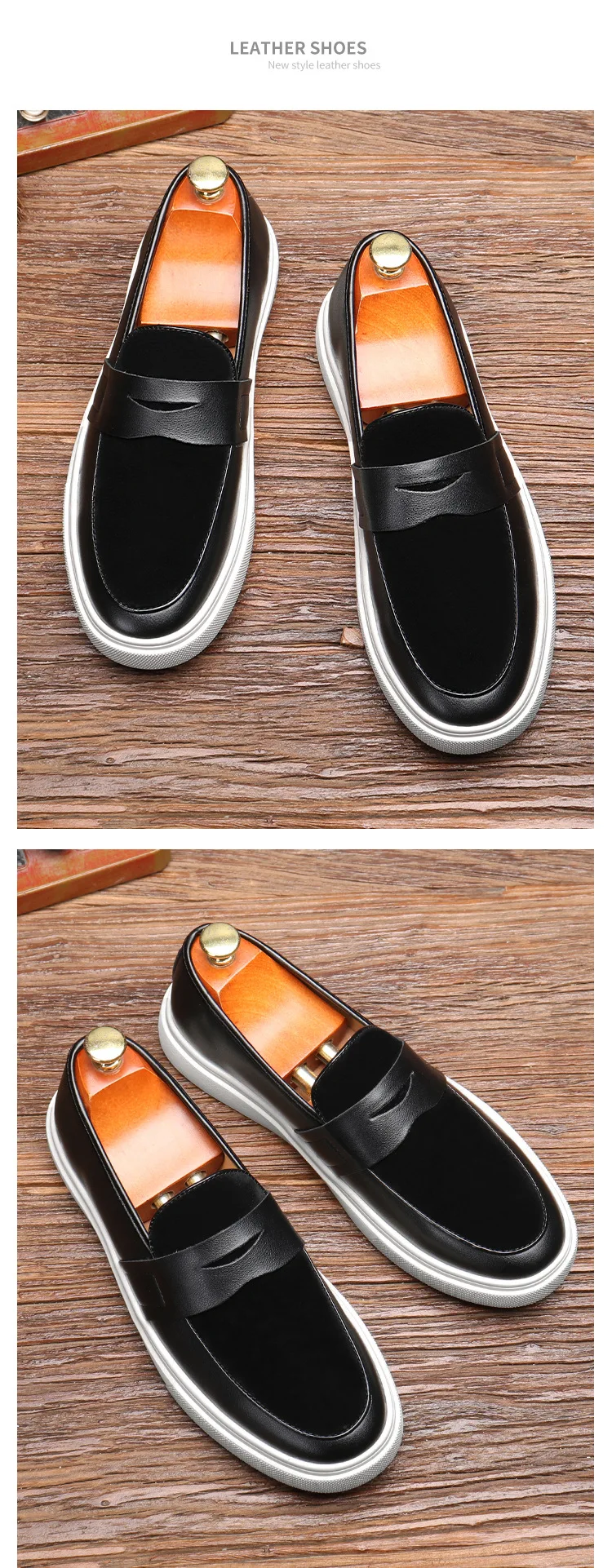 Newest 2025 Autumn Men Suede Leather Loafers Thick Sole Men Slip On Platform Black Party Shoes
