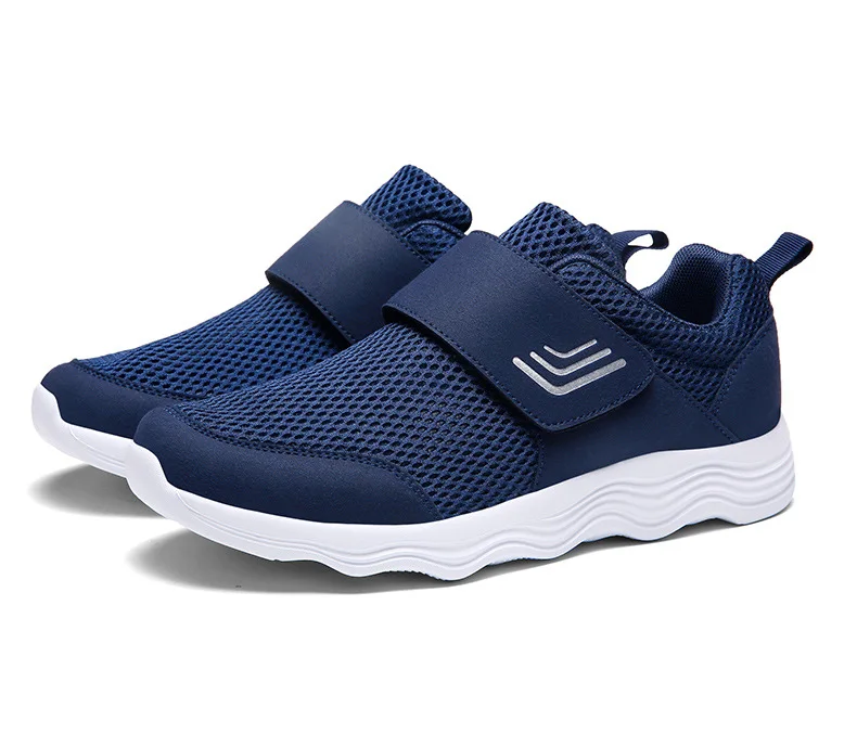 Men's Lightweight Sneakers With Hook And Loop Fastener, Casual Breathable Mesh Comfy Trendy Anti-skid Shoes For Walking