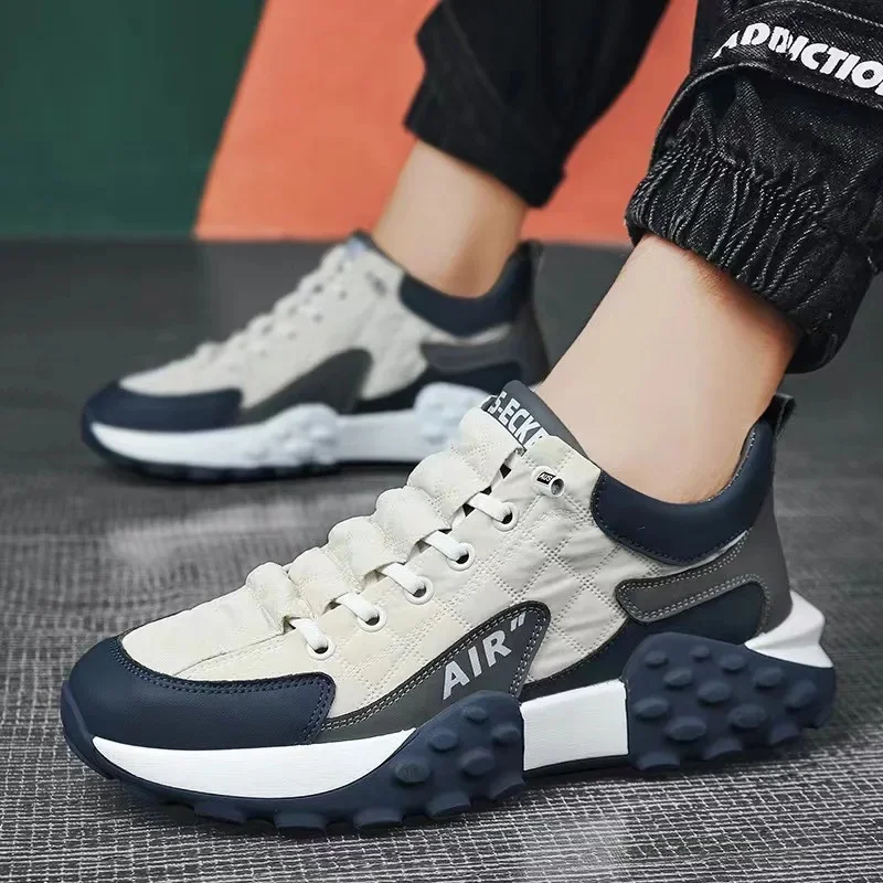 Men's Breathable Low-Top Dad Shoes with Thick Sole Comfortable Running Sneakers Korean Style Spring Season Sport Shoes