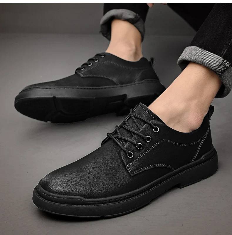 Spring Autumn Casual Men Retro Leather Shoes 2023 Fashion British Style Anti-skid Chaussure Homme Cuir Luxury Brand Designer
