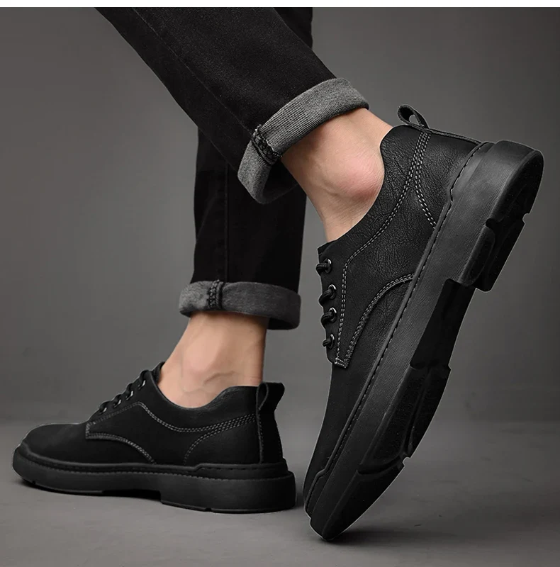 Spring Autumn Casual Men Retro Leather Shoes 2023 Fashion British Style Anti-skid Chaussure Homme Cuir Luxury Brand Designer
