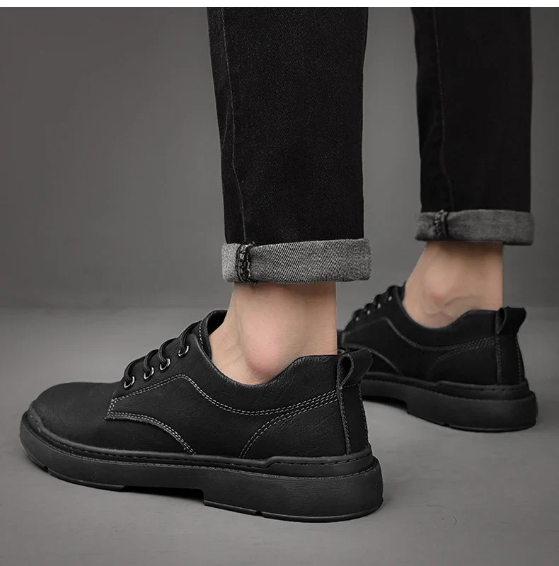Spring Autumn Casual Men Retro Leather Shoes 2023 Fashion British Style Anti-skid Chaussure Homme Cuir Luxury Brand Designer