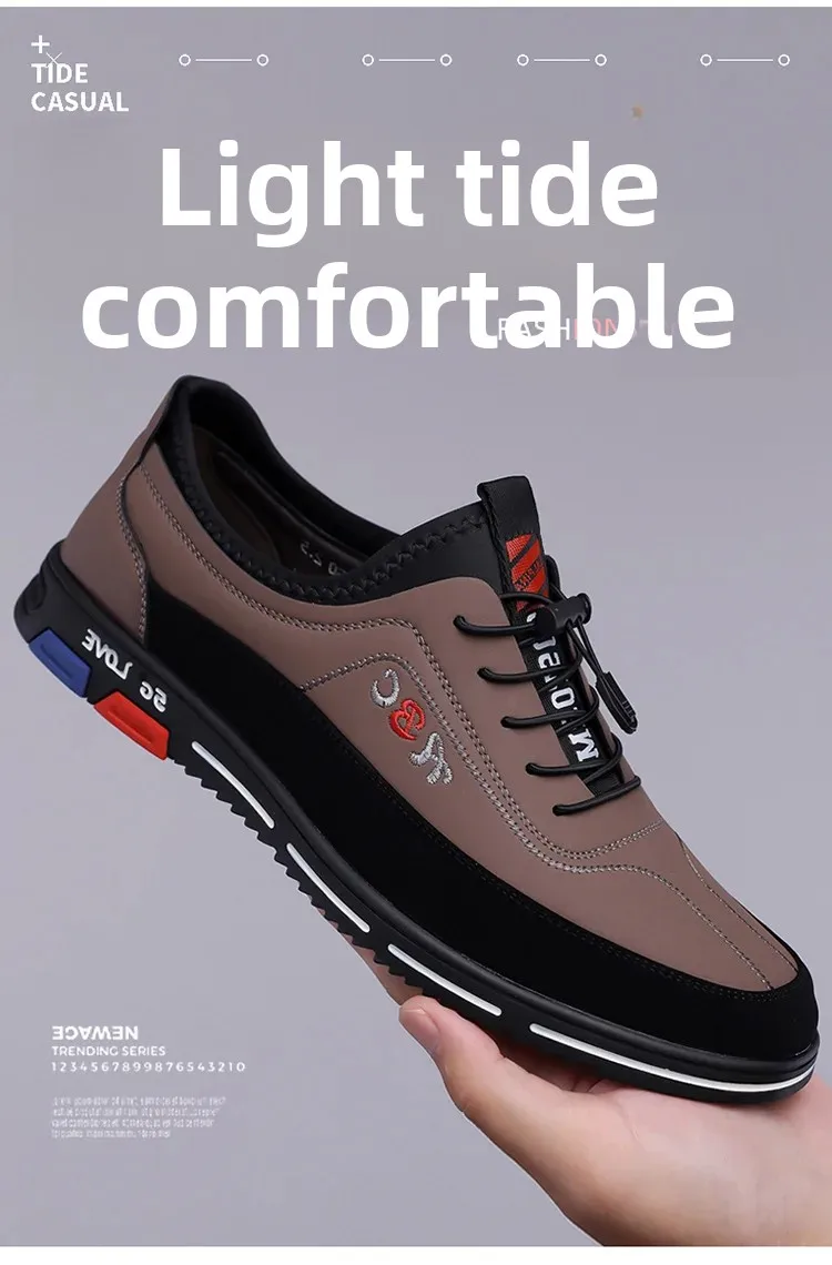 Extra Large Men's Shoes Casual Soft Bottom Leather Spring Autumn New Style 46 47 48 Trendy Shoes Comfortable Rubber Sole