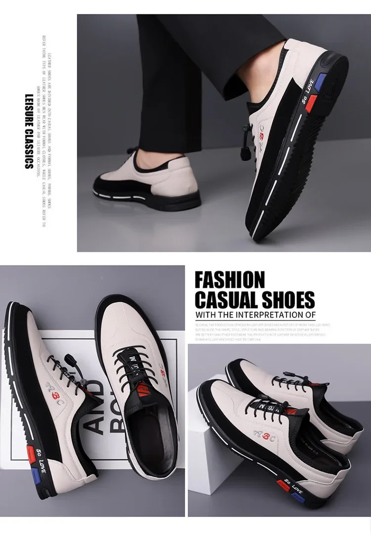 Extra Large Men's Shoes Casual Soft Bottom Leather Spring Autumn New Style 46 47 48 Trendy Shoes Comfortable Rubber Sole