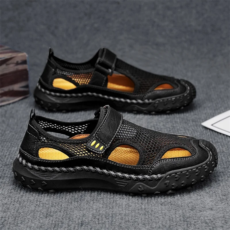 Summer Men Sandals Genuine Leather Mens Casual Shoes Outdoor Men Leather Sandals for Men Beach Shoes Roman mens Shoes