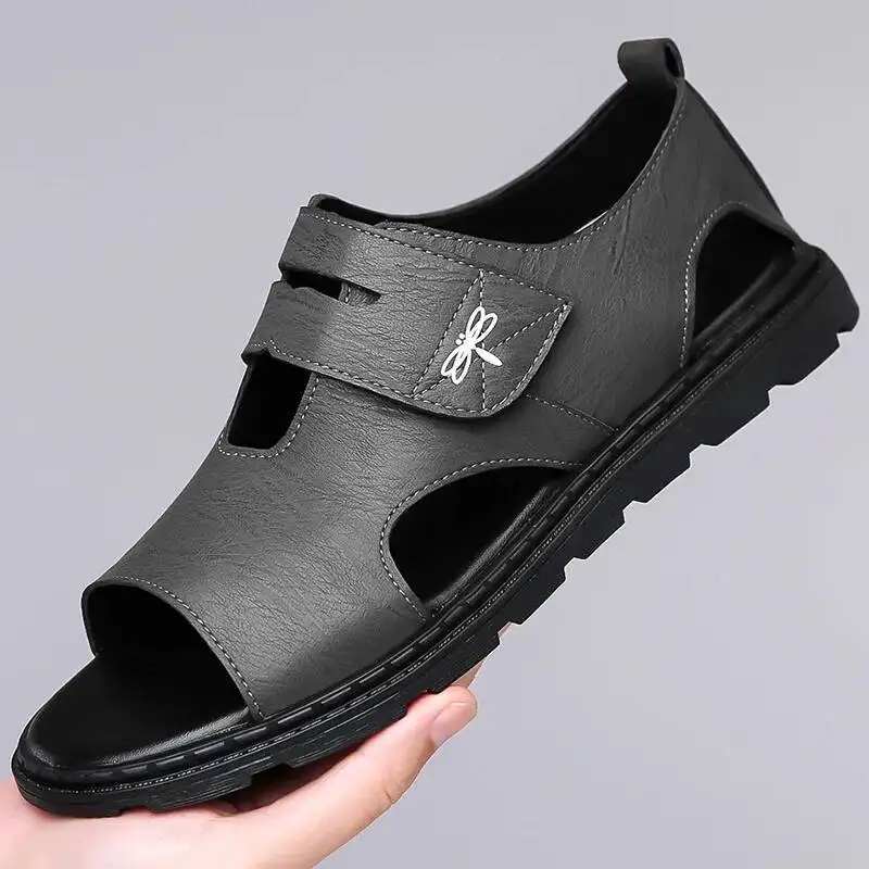 2025 New Fashion Brand Roman Sandals For Men Soft Sole Comfortable High-Quality Leather Beach Men's Casual Shoes
