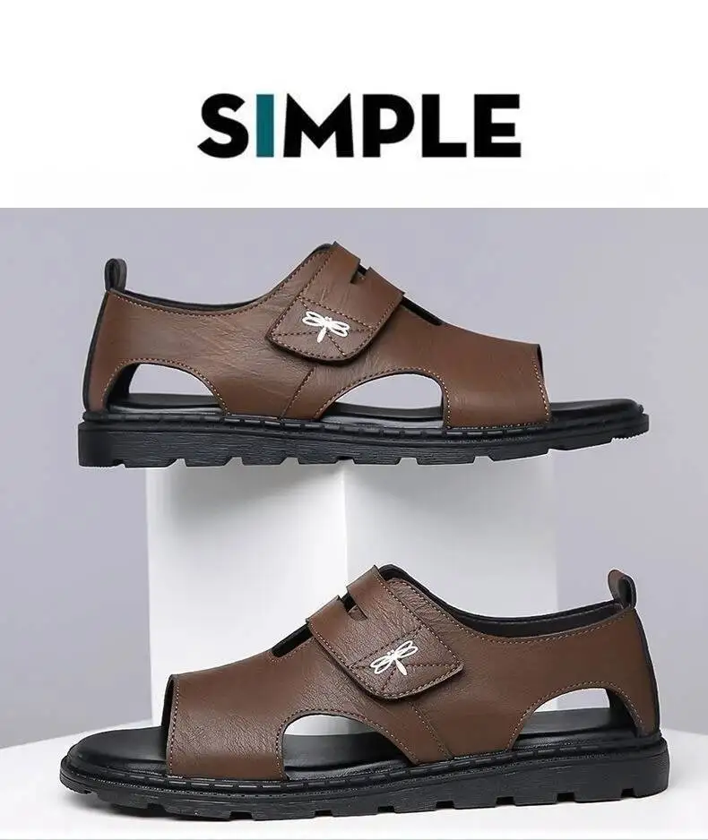 2025 New Fashion Brand Roman Sandals For Men Soft Sole Comfortable High-Quality Leather Beach Men's Casual Shoes