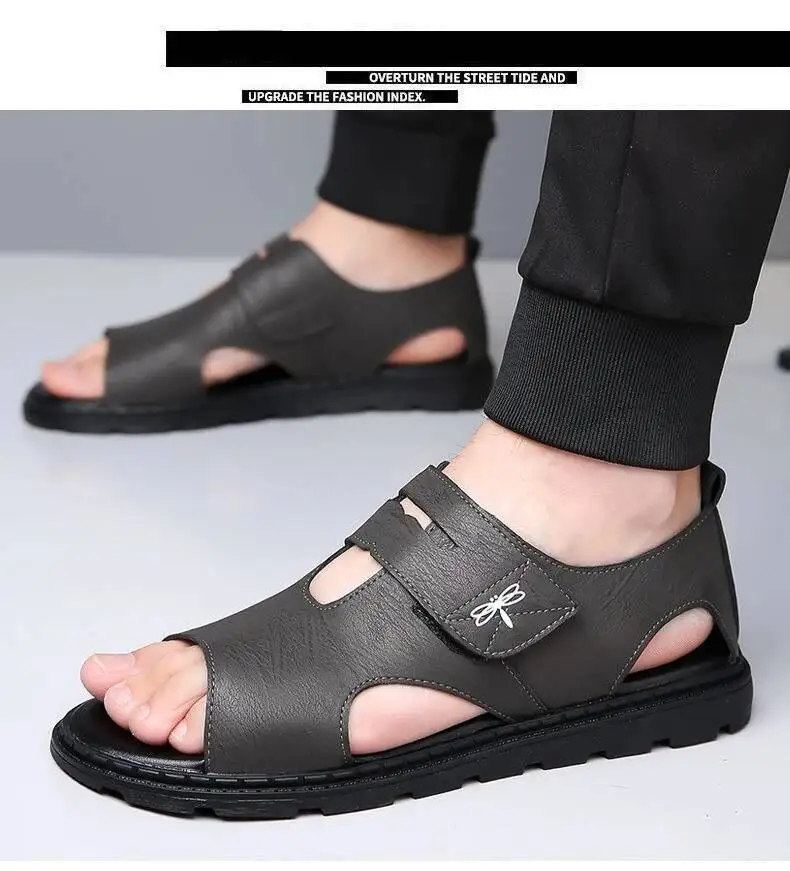2025 New Fashion Brand Roman Sandals For Men Soft Sole Comfortable High-Quality Leather Beach Men's Casual Shoes
