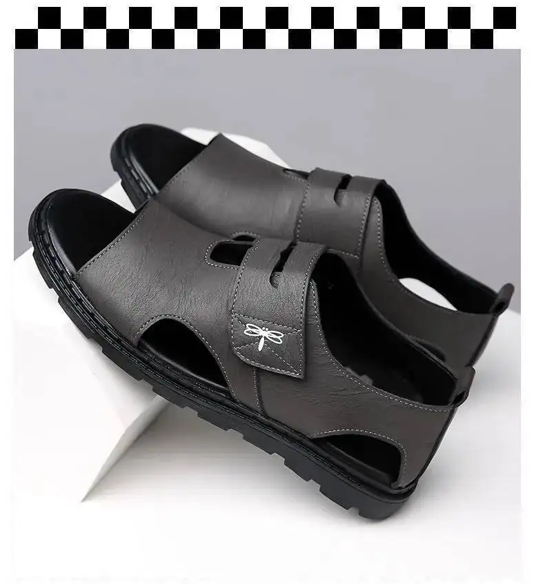 2025 New Fashion Brand Roman Sandals For Men Soft Sole Comfortable High-Quality Leather Beach Men's Casual Shoes