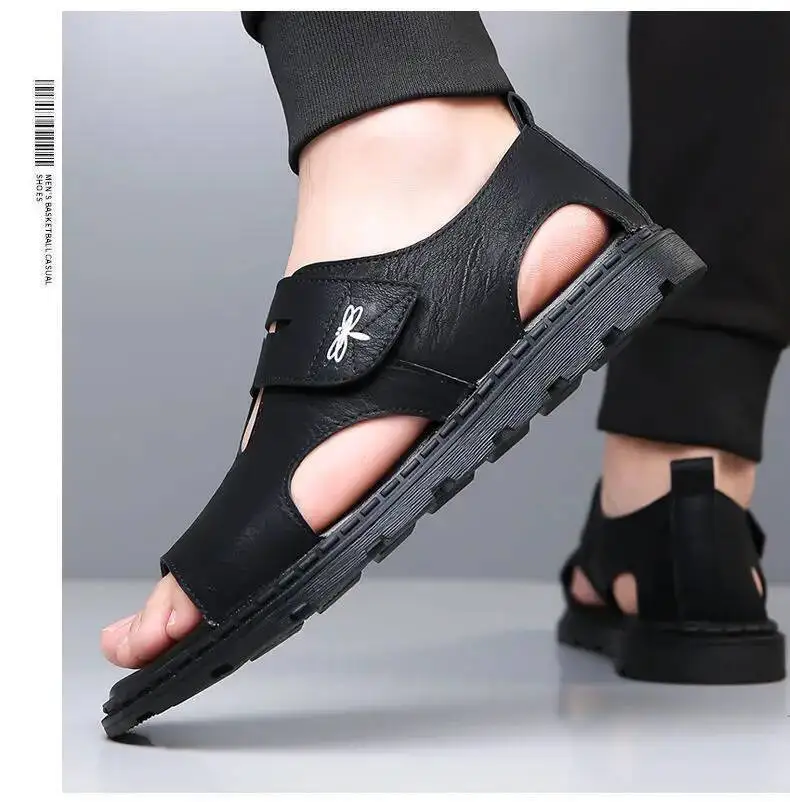 2025 New Fashion Brand Roman Sandals For Men Soft Sole Comfortable High-Quality Leather Beach Men's Casual Shoes