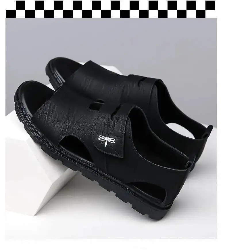 2025 New Fashion Brand Roman Sandals For Men Soft Sole Comfortable High-Quality Leather Beach Men's Casual Shoes