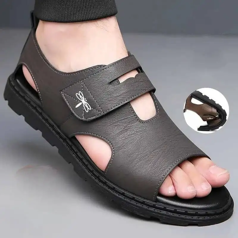 2025 New Fashion Brand Roman Sandals For Men Soft Sole Comfortable High-Quality Leather Beach Men's Casual Shoes