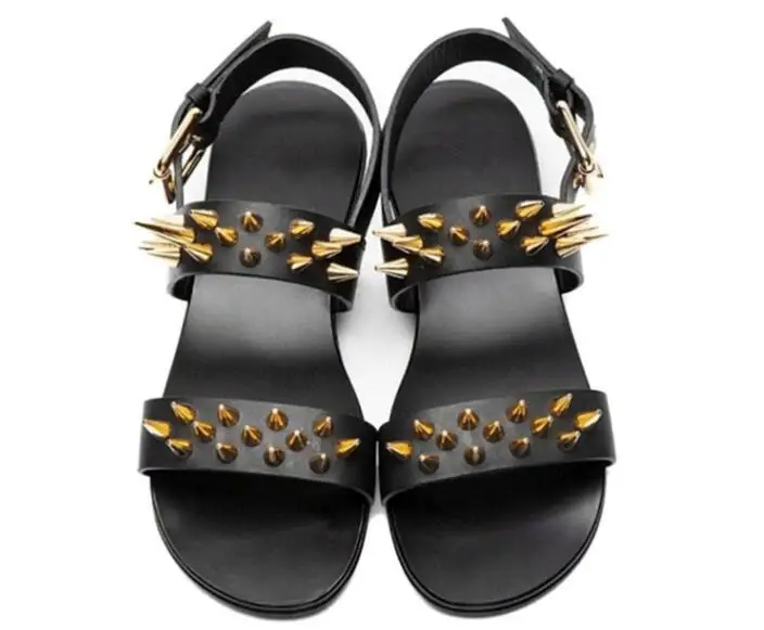 Summer Men Shoes Designer's Genuine Leather Men Sandalias Zapatos Mujer Rome Rock Fashion Mens Sandal Shoes flat men sandals