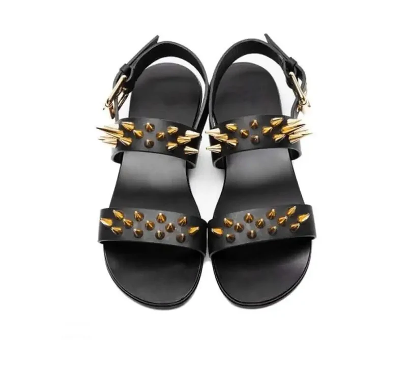 Summer Men Shoes Designer's Genuine Leather Men Sandalias Zapatos Mujer Rome Rock Fashion Mens Sandal Shoes flat men sandals