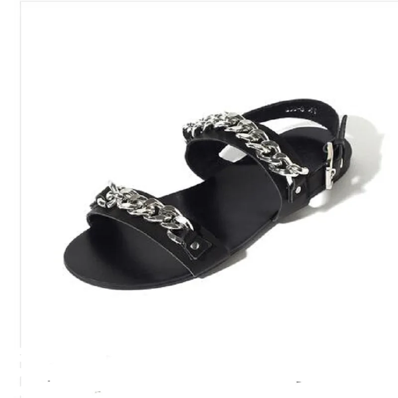 Summer Men Shoes Designer's Genuine Leather Men Sandalias Zapatos Mujer Rome Rock Fashion Mens Sandal Shoes flat men sandals