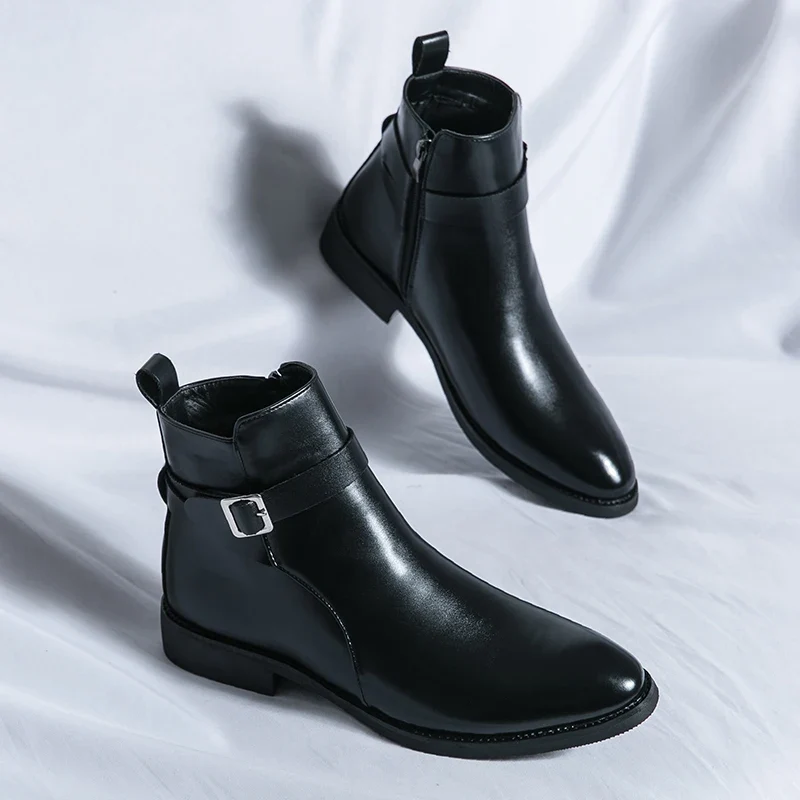 2025 Autumn Designer Business Casual Shoes For Men Trend Classic Leather Shoes Outdoor Chelsea Pointed Tip Brown Plus Size 47