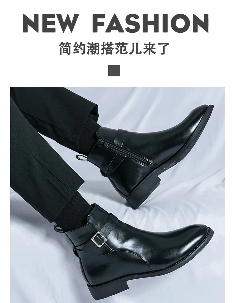 2025 Autumn Designer Business Casual Shoes For Men Trend Classic Leather Shoes Outdoor Chelsea Pointed Tip Brown Plus Size 47