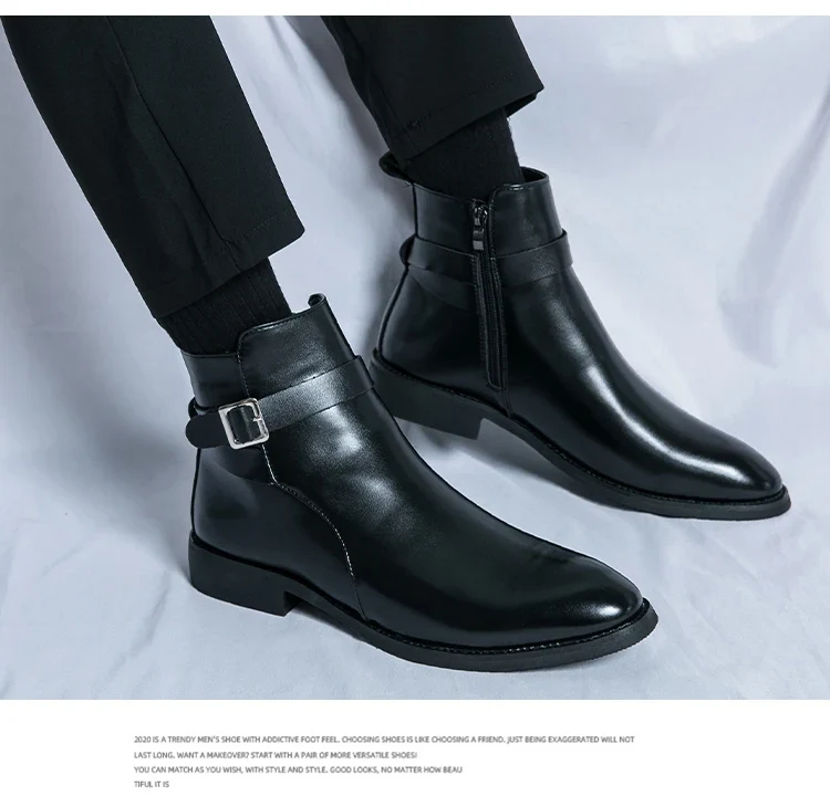 2025 Autumn Designer Business Casual Shoes For Men Trend Classic Leather Shoes Outdoor Chelsea Pointed Tip Brown Plus Size 47
