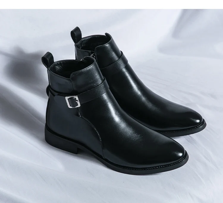 2025 Autumn Designer Business Casual Shoes For Men Trend Classic Leather Shoes Outdoor Chelsea Pointed Tip Brown Plus Size 47