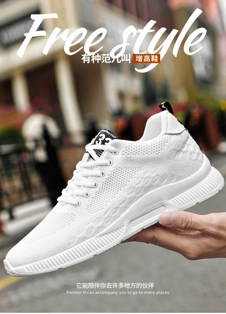 Plus Size 46 Men Sneakers Elevator Shoes Summer Mesh Breathable Heightening Shoes Man Invisiable Increased 6CM Taller Shoes
