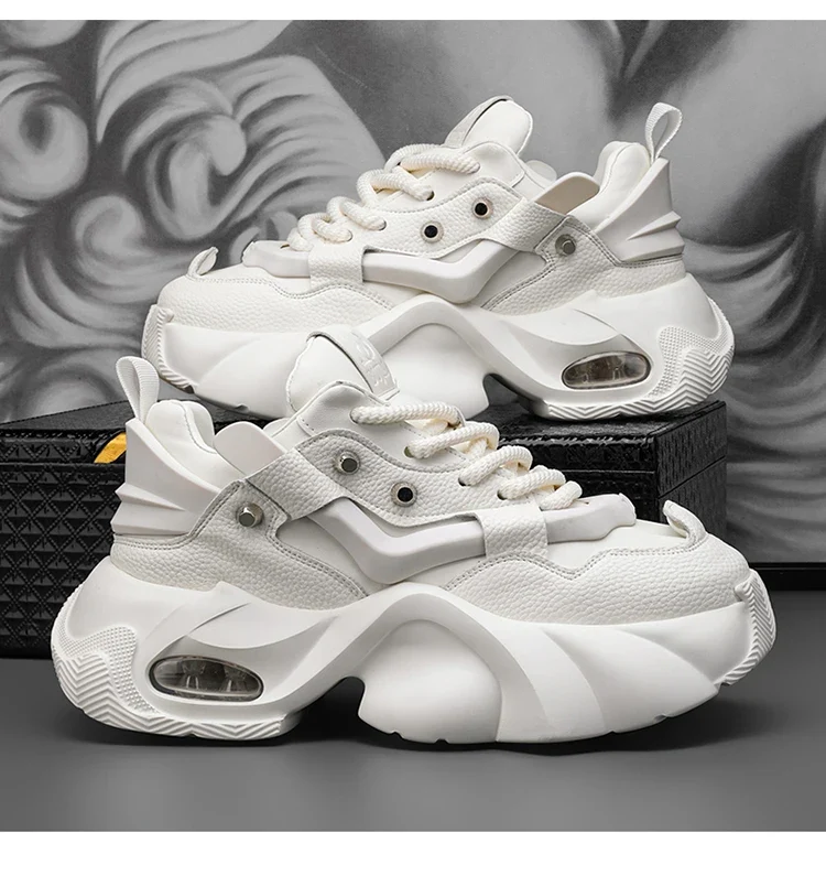 Spring Retro Brown Sneakers Men's Shoes 2025 Chunky Casual Sneakers for Men Comfortable Leather Mens Shoes Trainers basket homme