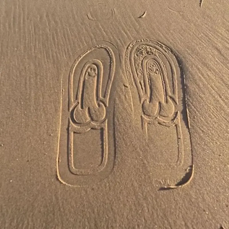 Funny Penis Flip Flops Spoof Beach Flip Flops for Men's Summer Beach Sandals Comfort Non Slip Sandal