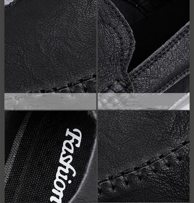 Fashion Men Casual Leather Shoes Luxury Italian Soft Men Loafers Handmade Moccasins Men Breathable Slip on Boat Shoes Plus Size