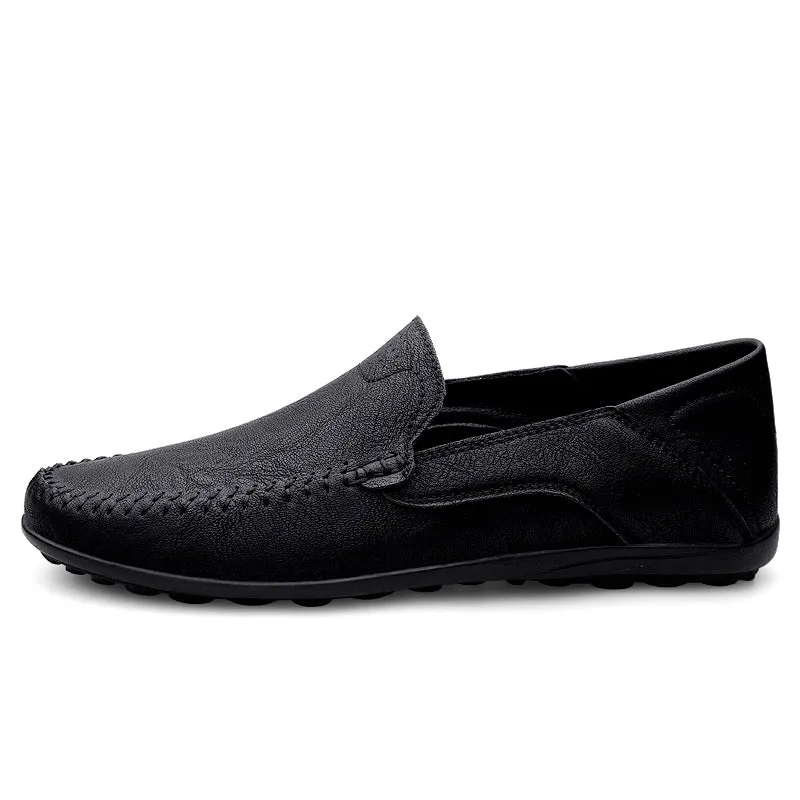 Fashion Men Casual Leather Shoes Luxury Italian Soft Men Loafers Handmade Moccasins Men Breathable Slip on Boat Shoes Plus Size