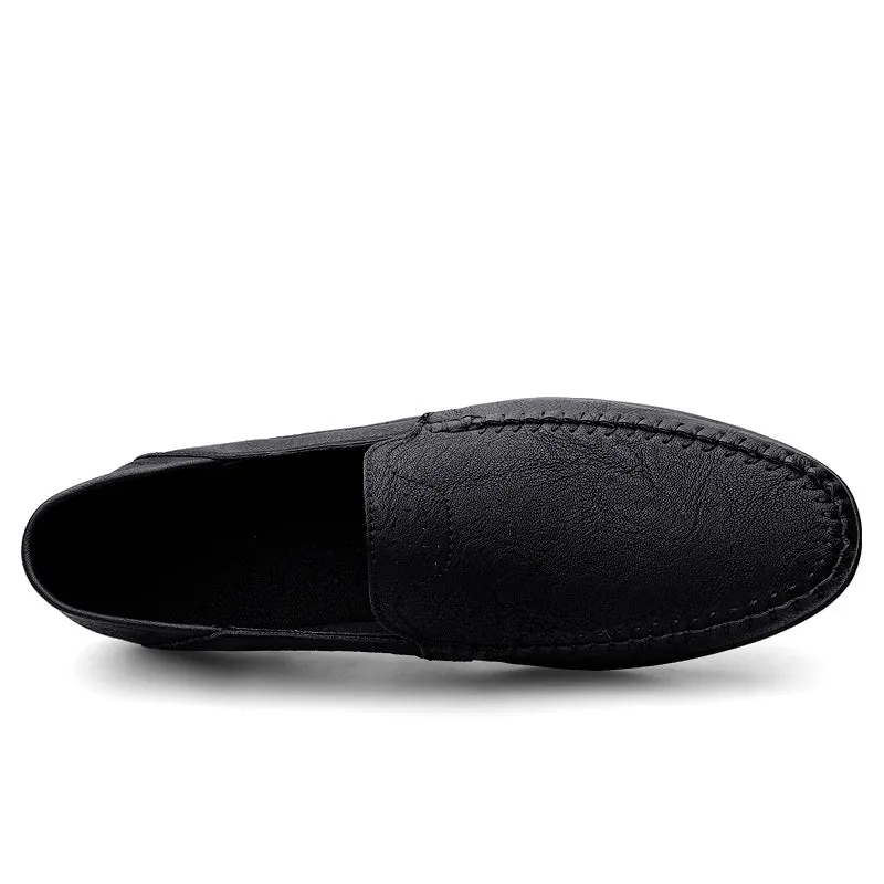 Fashion Men Casual Leather Shoes Luxury Italian Soft Men Loafers Handmade Moccasins Men Breathable Slip on Boat Shoes Plus Size