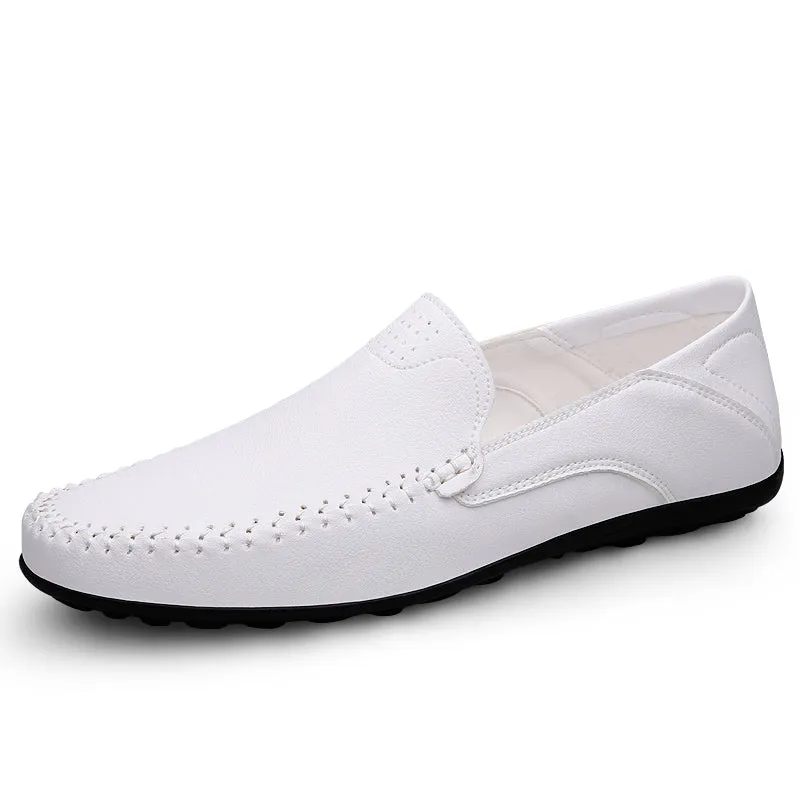 Fashion Men Casual Leather Shoes Luxury Italian Soft Men Loafers Handmade Moccasins Men Breathable Slip on Boat Shoes Plus Size