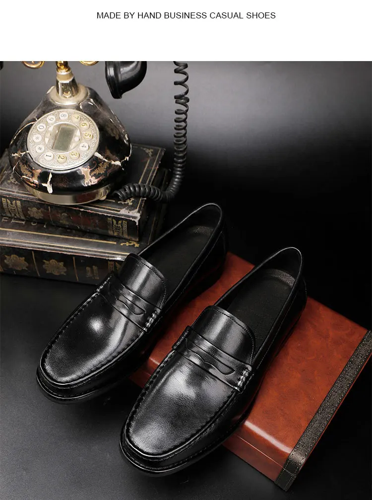 Vintage Top Layer Genuine Leather Slip on Loafers Breathable Moccasins Driving Design Casual Cowhide Shoes for Men