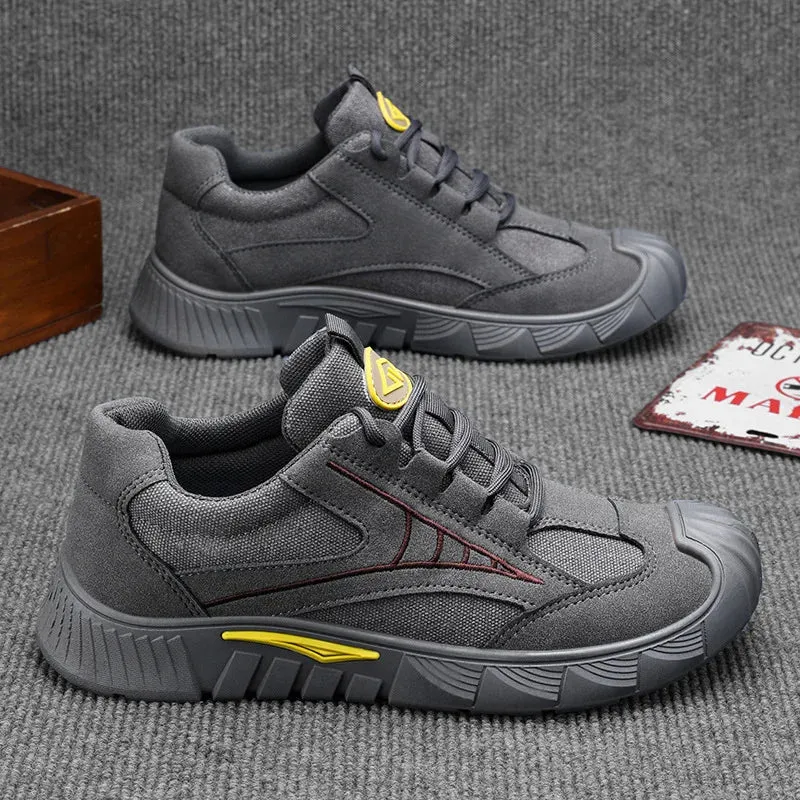 Oulylan Men's Lightweight Safety Shoes Breathable Low-Top Work Shoes Outdoor Fashionable Wear-Resistant Labor Protection Shoes