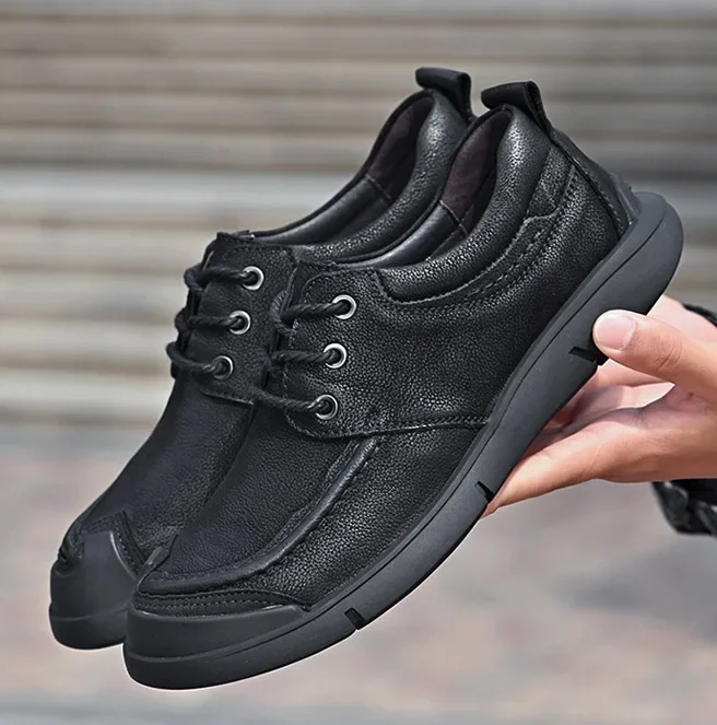 LIHUAMAO Cow leather Men Shoe Casual Walking footwear Sneakers outdoor work shoes sport