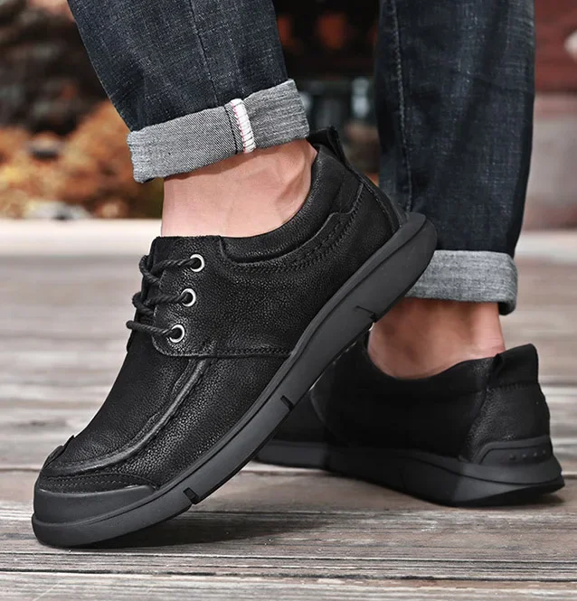 LIHUAMAO Cow leather Men Shoe Casual Walking footwear Sneakers outdoor work shoes sport