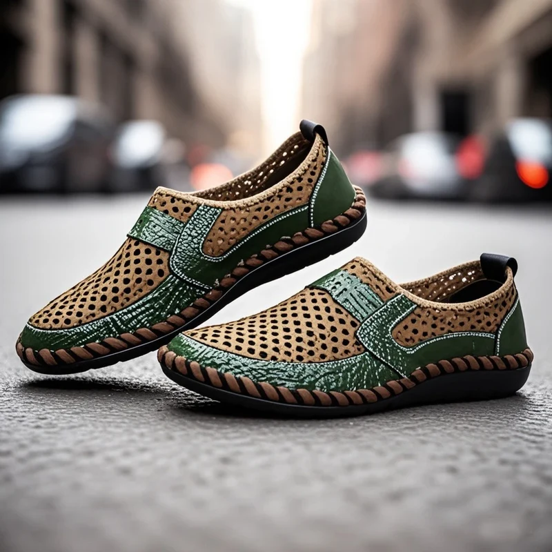 2025 Summer Shoes Men Loafers Mesh Breathable Flat Non-slip Mens Casual Shoes Brand Footwear Plus Size 45 Black Green Blue D328
