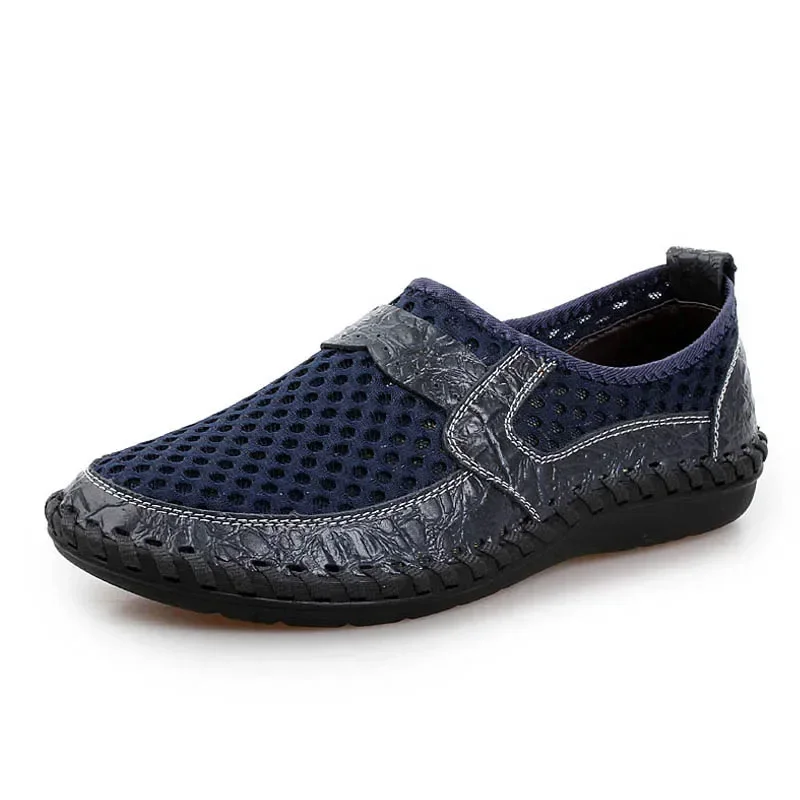 2025 Summer Shoes Men Loafers Mesh Breathable Flat Non-slip Mens Casual Shoes Brand Footwear Plus Size 45 Black Green Blue D328