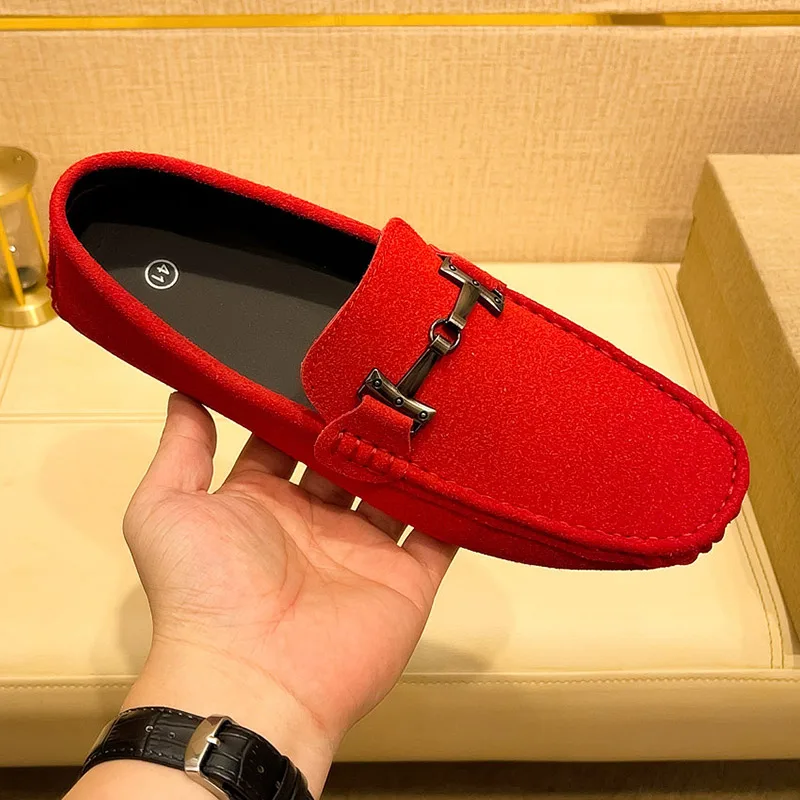 MAEDEF Suede Men Casual Shoes Lazy Shoes Male Breathable Slip-on Mens Driving Flat Shoes Comfortable Boat Shoe Loafers Moccasins