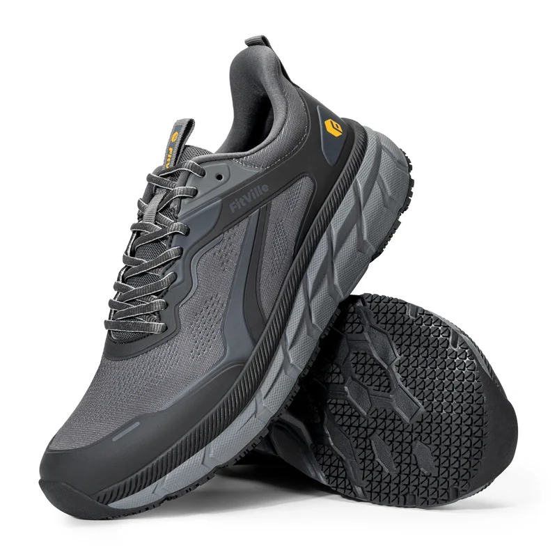 FitVille Men's Wide Toe Box Shoes Cushioned Well Sneakers Non Slip Lightweight Breathable Running Shoes for Swollen Feet
