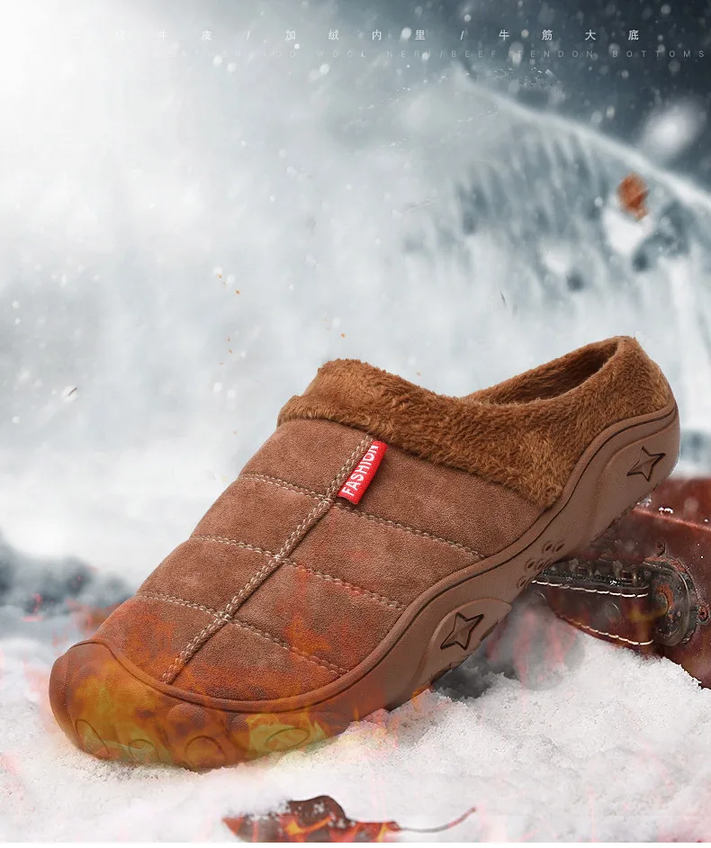 New Men Slippers Winter Bottom Soft Home Shoe Cotton Thick Slippers Indoor Slip-On Slides Comfortable Shoe Slippers Plus Size