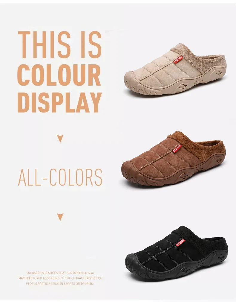 New Men Slippers Winter Bottom Soft Home Shoe Cotton Thick Slippers Indoor Slip-On Slides Comfortable Shoe Slippers Plus Size
