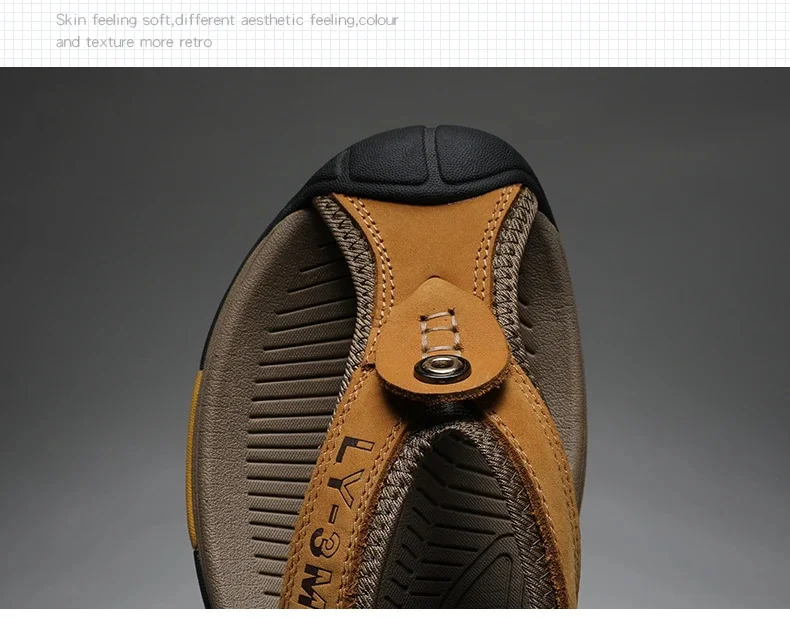 Genuine Cow Leather Shoes Men Sandals Mens Flip Flops Men's Casual Shoes Classic Massage Beach Slippers Anti-slip Summer 2025