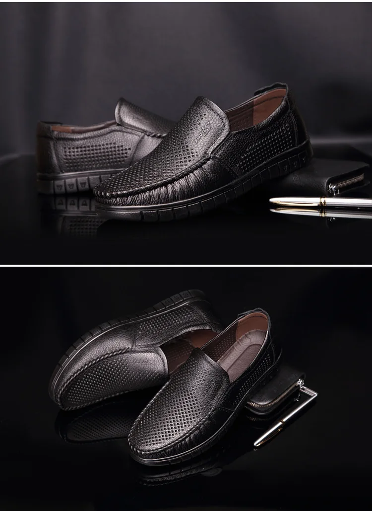 Men Loafers Fashion Slip on Soft Flats Genuine Leather Simple Moccasin Comfy Handmade Man Driving Footwear Non-Slip Boat Shoes