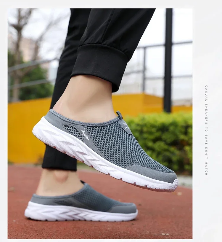 YRZL Hot Sale Men Half Slipper High Quality New Design Mesh Shoes Breathable Outdoor Sandals Comfortable Couples Walking Shoes
